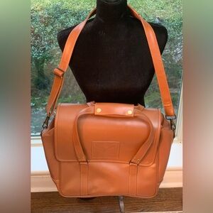 Mezcal Union Cognac Leather Satchel Eagle Logo Travel Work Bag